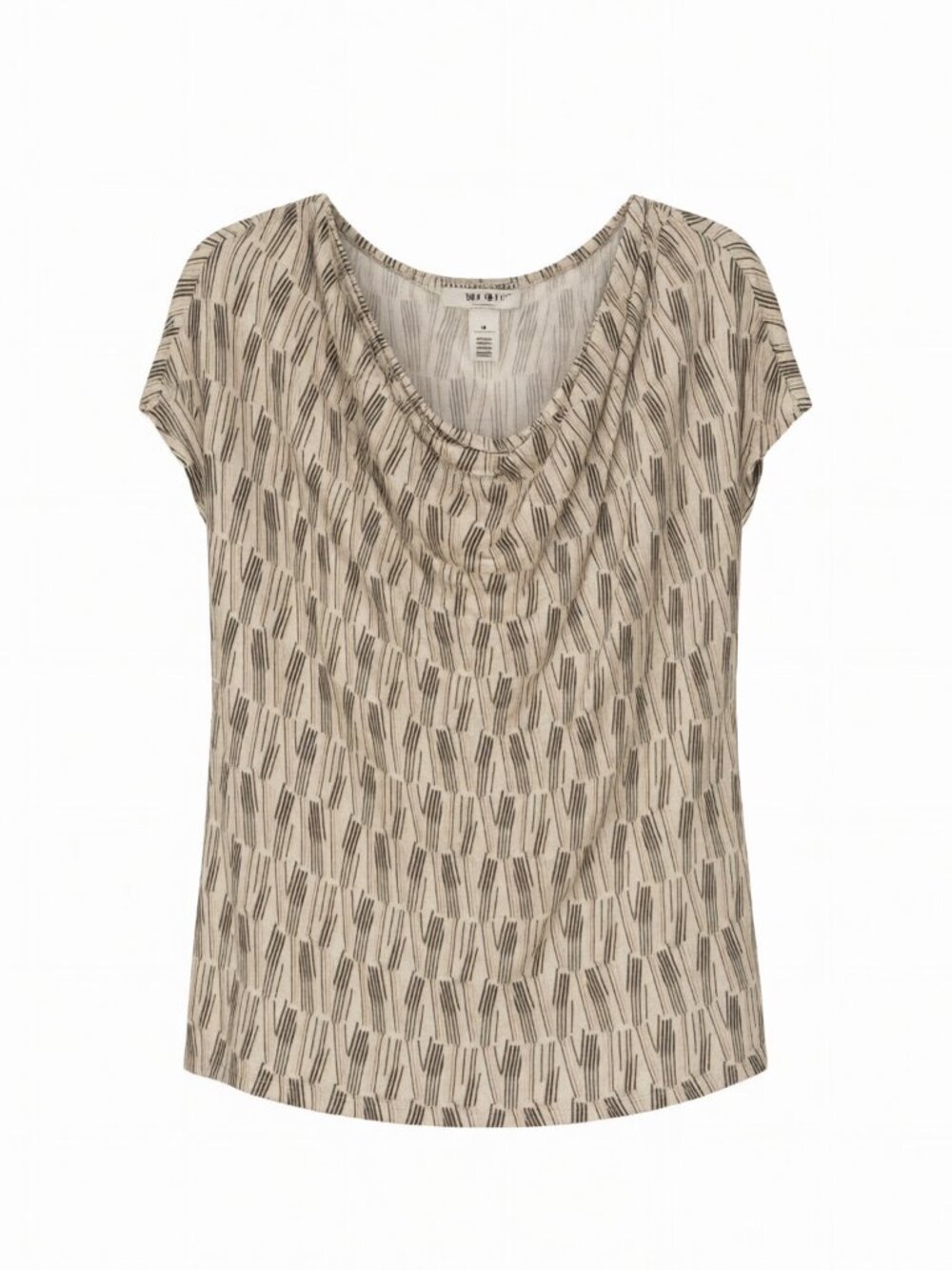 WHBM Beige Black Cowl Neck Top M Beige/Black